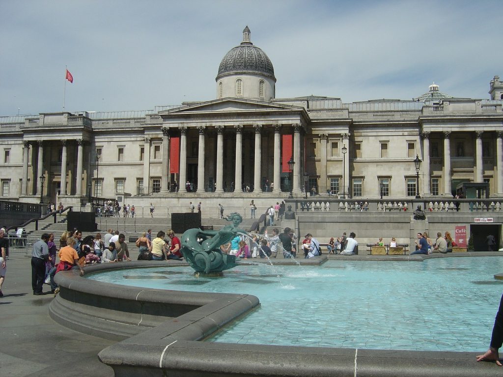 tourists visiting the National Gallery in London